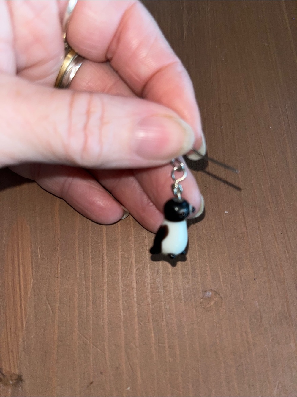 Handmade glass penguin earrings ooak new bird whimsy adorable hand blown glass